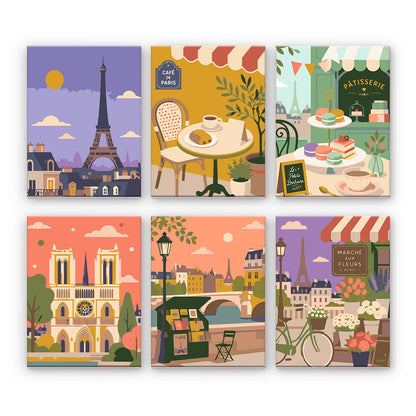 Scene del caffè e dei monumenti di Parigi