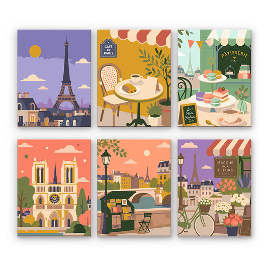 Scene del caffè e dei monumenti di Parigi